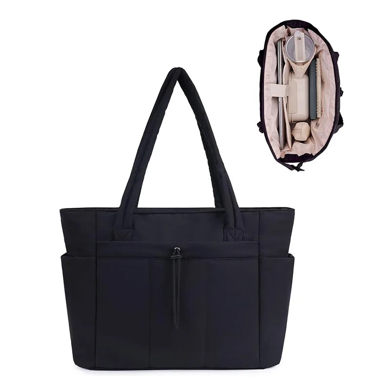 Tote with Cup Holder Laptop Compartment