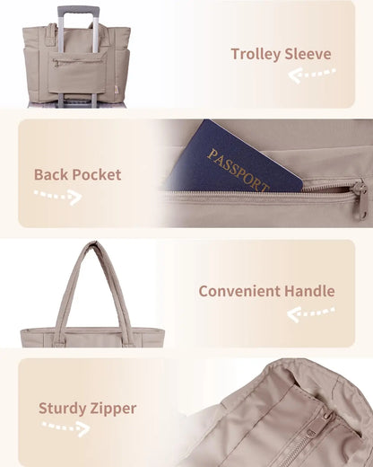 Tote with Cup Holder Laptop Compartment