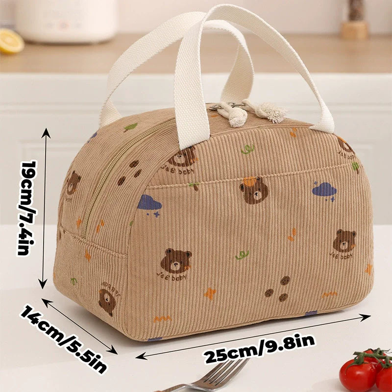 Corduroy Thermal Insulation Lunch Box