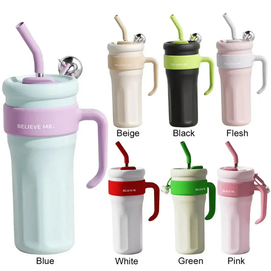 Large Capacity Straw Tumblers with Handle