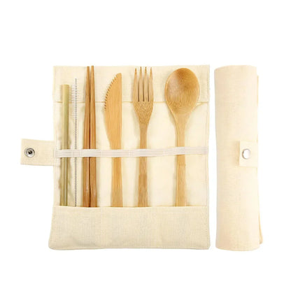 Bamboo Travel Cutlery Set with Carrying Case