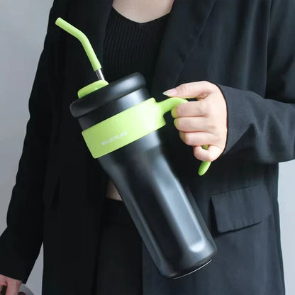 Large Capacity Straw Tumblers with Handle