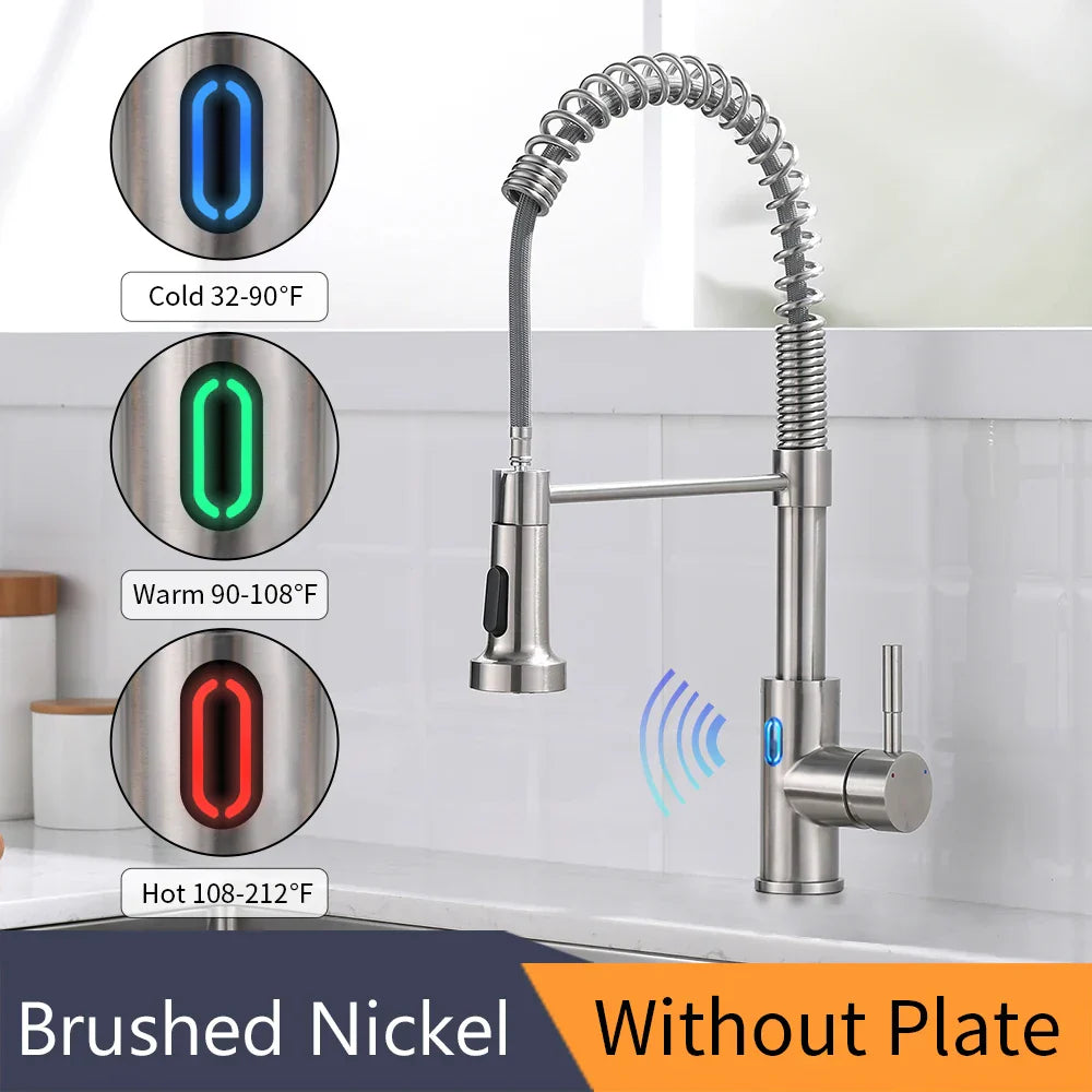 Touchless LED Light Kitchen Sink Faucet