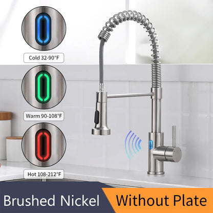 Touchless LED Light Kitchen Sink Faucet