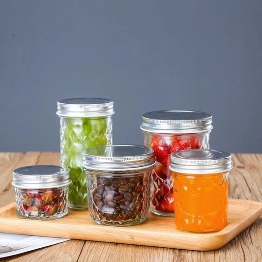 Transparent Diamond Pattern mason Jar - MONLANE