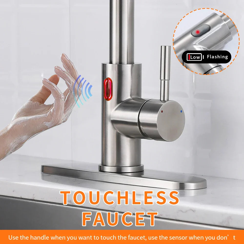 Touchless LED Light Kitchen Sink Faucet