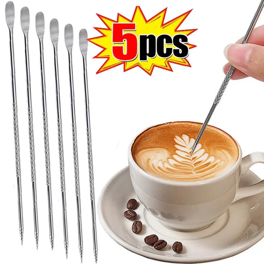 5/1Pcs Latte Pull Flower Needle
