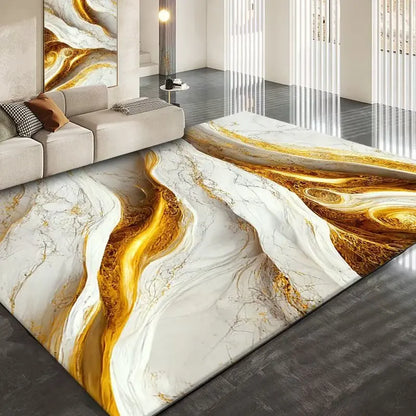 Luxury Golden Abstract marble Rugs