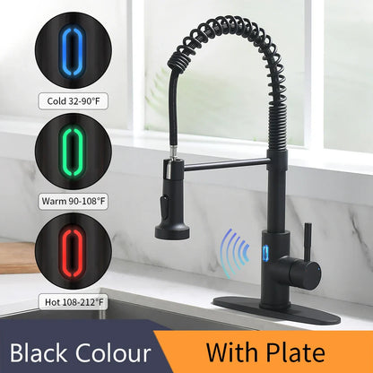 Touchless LED Light Kitchen Sink Faucet