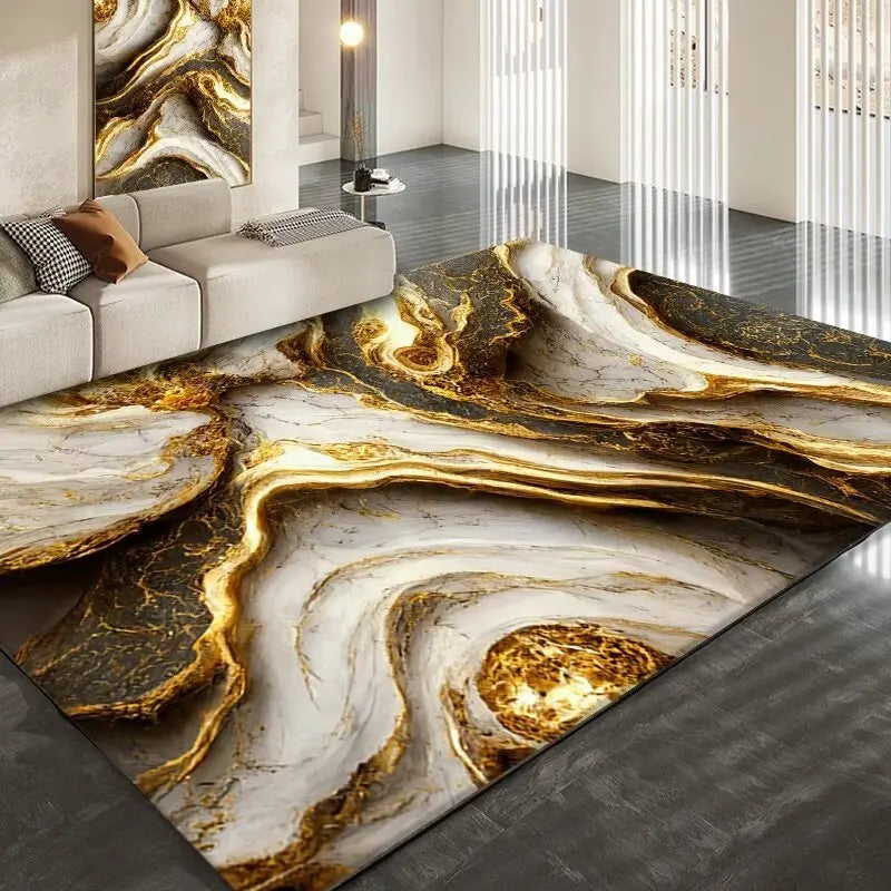 Luxury Golden Abstract marble Rugs