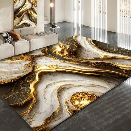 Luxury Golden Abstract marble Rugs