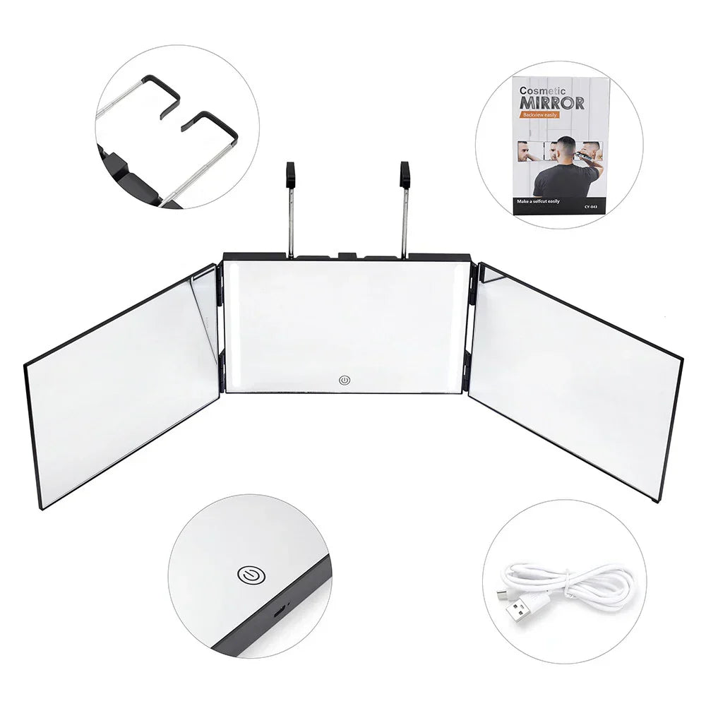 3 Way 360° Mirror with LED Lights