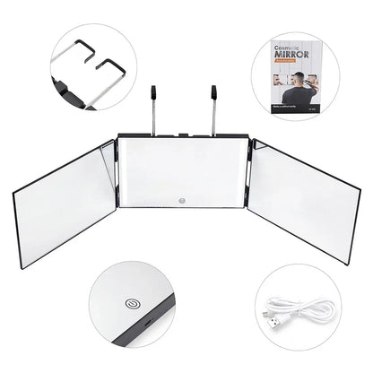 3 Way 360° Mirror with LED Lights