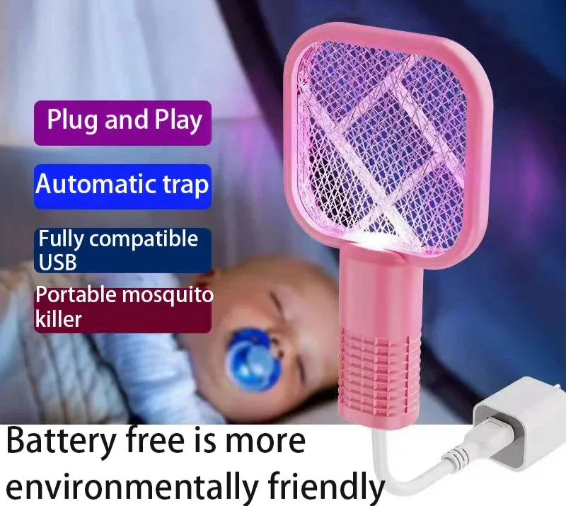 Portable USB Electric Mosquito Swatter with UV Light