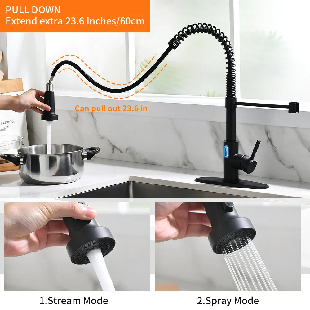 Touchless LED Light Kitchen Sink Faucet