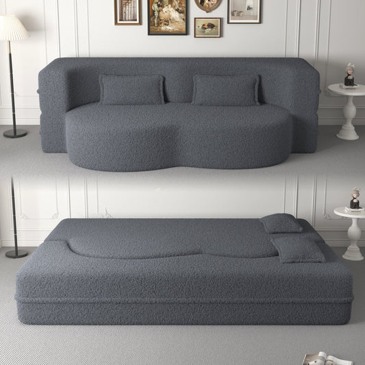Modern Convertible Floor Sofa with 2 Pillows