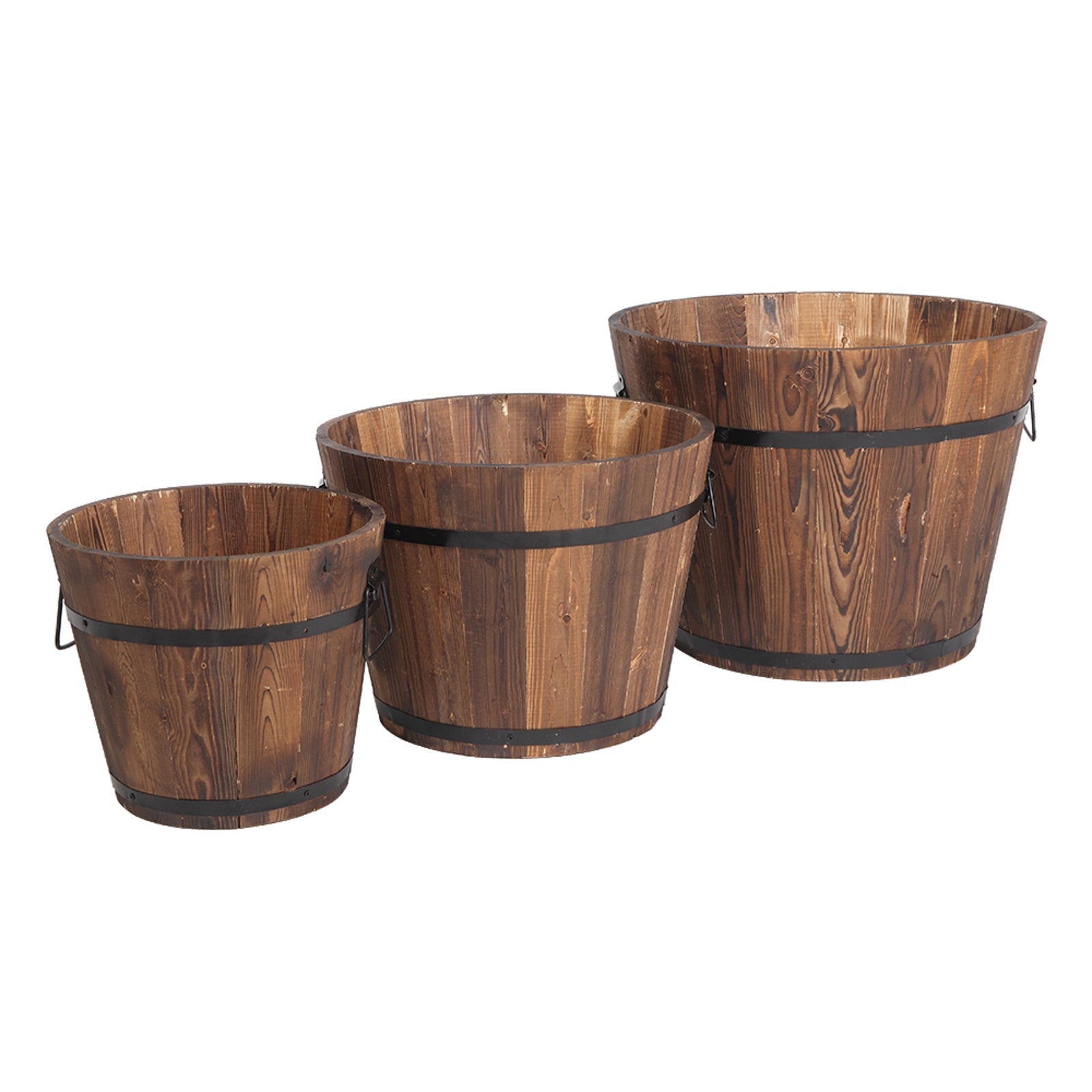 Outdoor Reinforced and Anticorrosive Wooden Pot Set